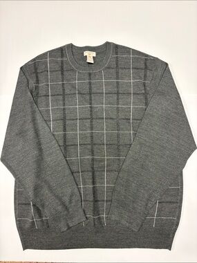Dockers Charcoal Gray Windowpane Crewneck Sweater